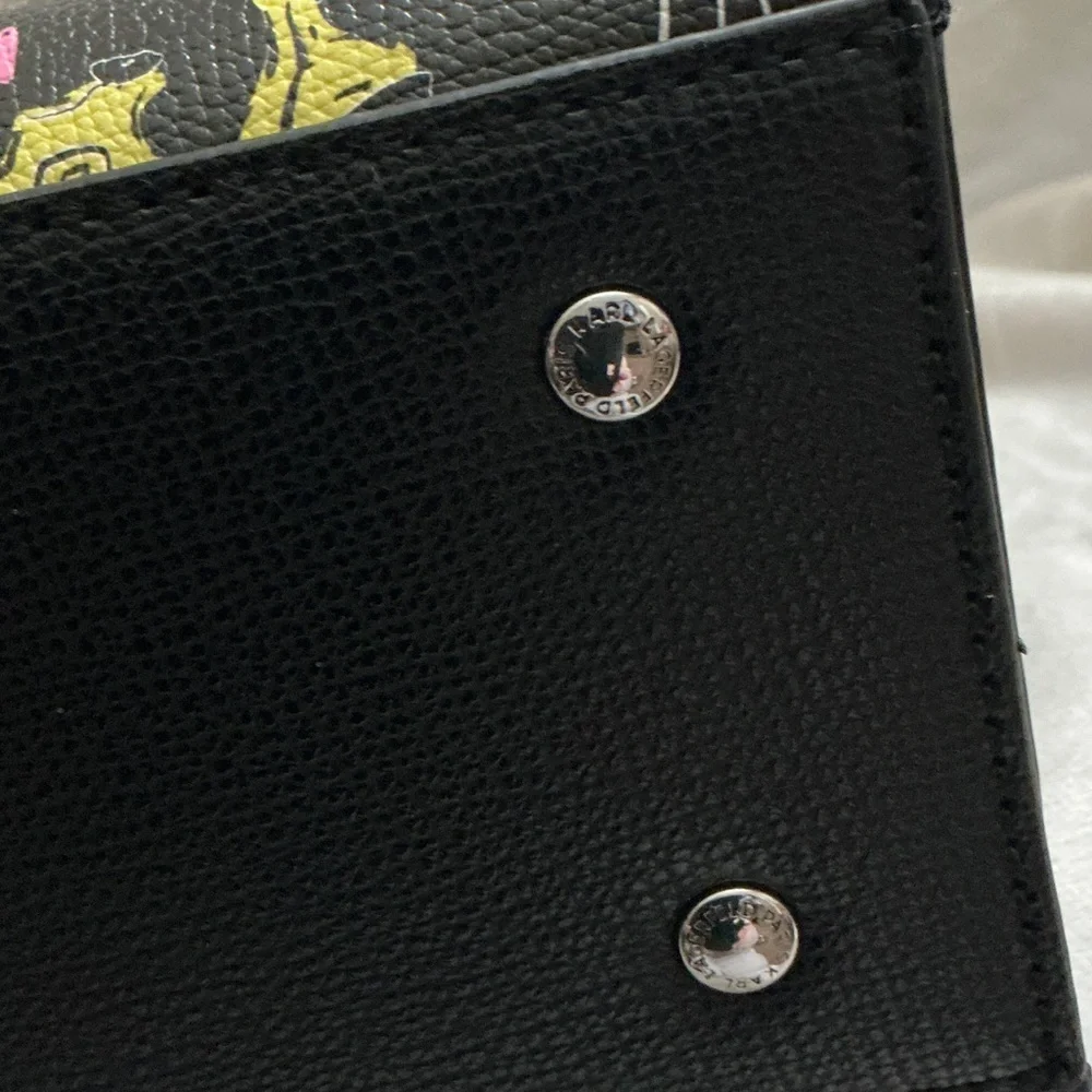 Karl Lagerfeld Black Paris Print Satchel with Multicolor Motifs